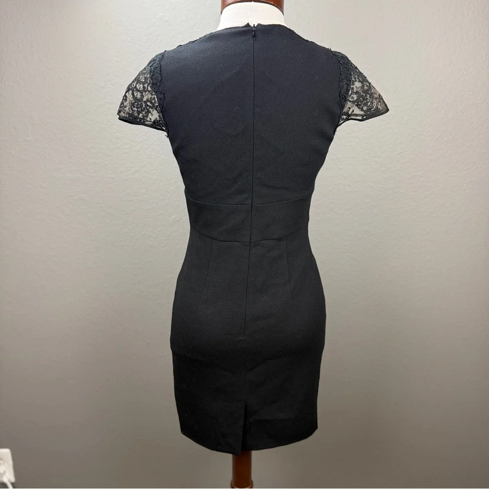 Valentino Italy NWT Black Lace Yoke Cocktail Sheath Dress Sz 6 LBD $1300 - Picture 3 of 13